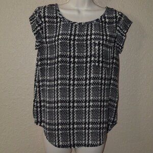 NWT $158 Sz XS Joie Black Cream Cap Sleeve Top Blouse